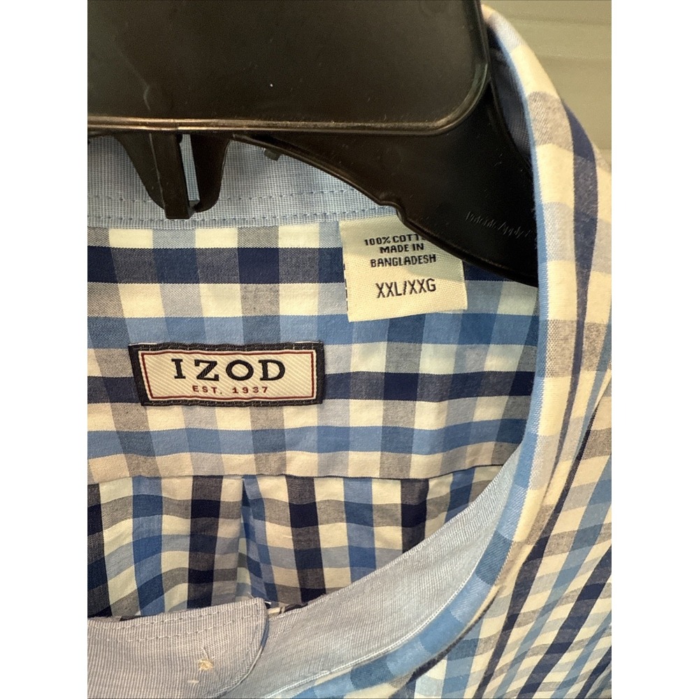 IZOD Mens Long Sleeve XXL Casual Shirt New with Tags Plaid Blue Preppy - Picture 5 of 5
